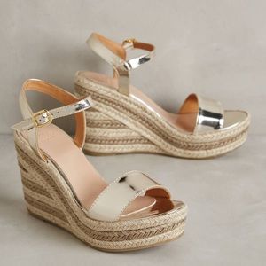 Andre Assous Gold Wedge Woven Wedge Sandals